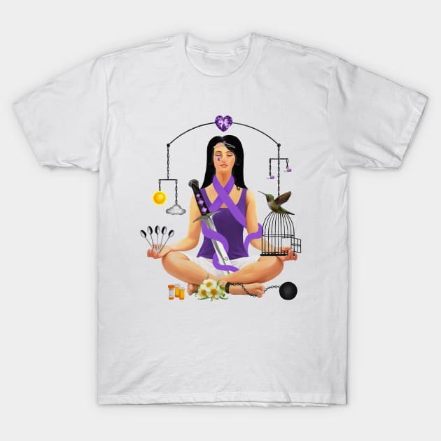 The Chronic Illness Warrior (Purple Version) T-Shirt by yourachingart